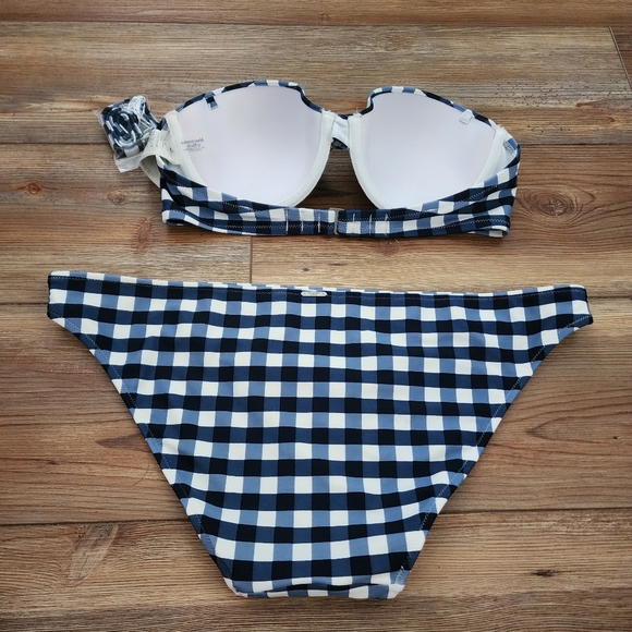 Abercrombie & Fitch Bikini Women's 36B Top XL Bottom Blue Gingham NEW - Picture 4 of 7